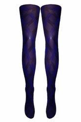 Blickdichte Strumpfhose in Zopfmusterblau (hergestellt in Italien)
